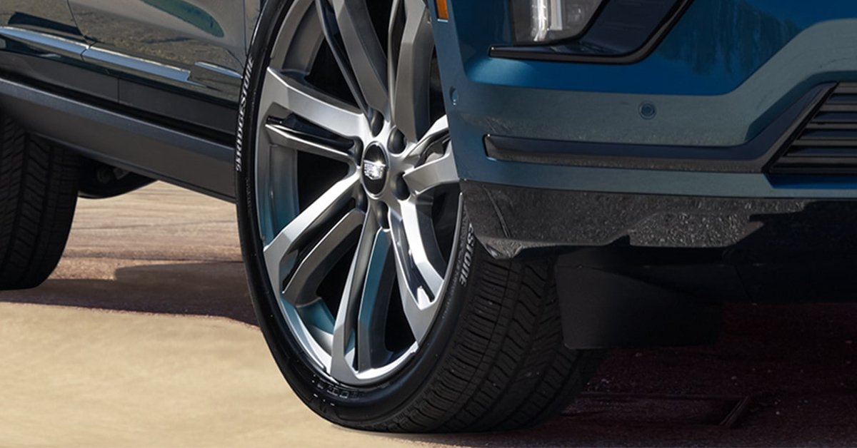 2025 Cadillac Escalade logo and wheel up close